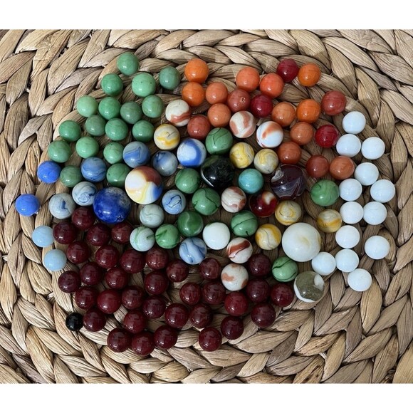 Antique & Vintage Marbles Swirl Marble Glass 2 Lbs Vintage Estate Sale Find Lot - Picture 1 of 15